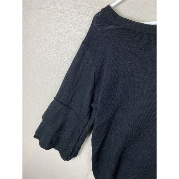 Maurices Women’s Black Knit Sweater Ruffle Layer Sleeves Size Large Button Back - Picture 3 of 6